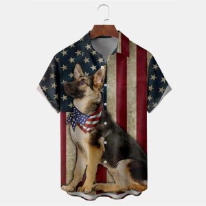 Men's Shirt Vintage American Flag Dog Plus Size Short Sleeve Hawaii Beach Summer Daily Tops, T-Shirts, , COTOSEN, Apparel Online, Cheap Clothes, Buy Now