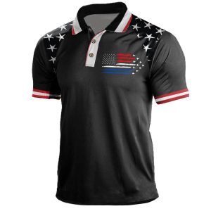 Men's Polo Shirt Vintage 4th Of July Red White Blue Air Force Flyover Independence Day Short Sleeve Golf Shirts, T-Shirts, , COTOSEN, Apparel Online, Cheap Clothes, Buy Now