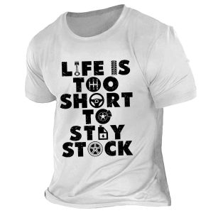 Men's T-Shirt Tee Vintage Life Is Too Short To Stay Stock Car Guys Mechanic Short Sleeve Outdoor Summer Daily Tops, T-Shirts, , COTOSEN, Apparel Online, Cheap Clothes, Buy Now