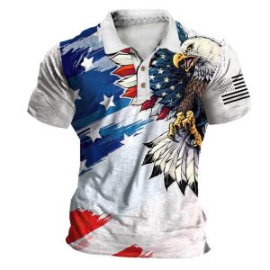Men's Vintage American Flag Eagle Patriotic Print Polo T-Shirt, T-Shirts, , COTOSEN, Apparel Online, Cheap Clothes, Buy Now