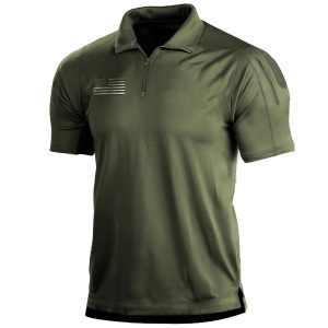 Men's Outdoor American Flag Tactical Zip Polo Collar T-Shirt, Tactical Shirts & T-Shirts, , COTOSEN, Apparel Online, Cheap Clothes, Buy Now