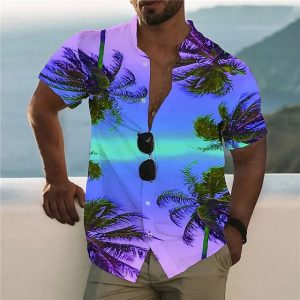Men's Hawaiian Coconut Tree Beach Casual Short Sleeve Shirt, T-Shirts, , COTOSEN, Apparel Online, Cheap Clothes, Buy Now