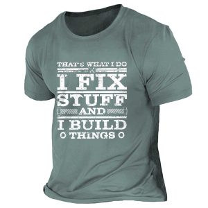 Men's T-Shirt Tee Vintage I Do I Fix Stuff And I Build Things Graphic Short Sleeve Outdoor Casual Summer Daily Tops, T-Shirts, , COTOSEN, Apparel Online, Cheap Clothes, Buy Now