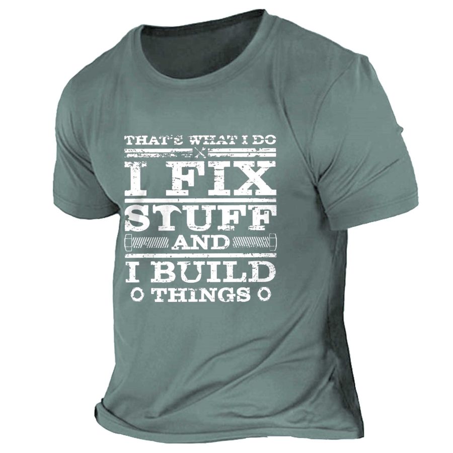 Men's T-Shirt Tee Vintage I Do I Fix Stuff And I Build Things Graphic Short Sleeve Outdoor Casual Summer Daily Tops, T-Shirts, , COTOSEN, Apparel Online, Cheap Clothes, Buy Now