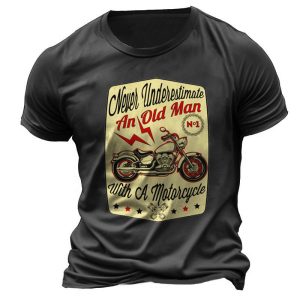 Men's T-Shirt Vintage Old Man Motorcycle Plus Size Short Sleeve Summer Daily Tops, T-Shirts, , COTOSEN, Apparel Online, Cheap Clothes, Buy Now