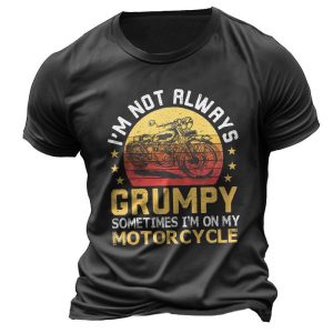 Men's T-Shirt Vintage I'm Not Always Grumpy Motorcycle Plus Size Short Sleeve Summer Daily Tops, T-Shirts, , COTOSEN, Apparel Online, Cheap Clothes, Buy Now