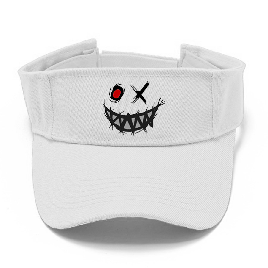 Faux Fur Sunny Cap Smiley Print Outdoor Casual Cap White, Hats, , COTOSEN, Apparel Online, Cheap Clothes, Buy Now