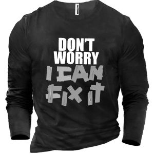 Men's I Can Fix It Duct Tape Cotton Long Sleeve T-Shirt, T-Shirts, , COTOSEN, Apparel Online, Cheap Clothes, Buy Now