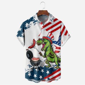 Men's Shirt Vintage American Flag Dinosaur Plus Size Short Sleeve Hawaii Beach Summer Daily Tops, T-Shirts, , COTOSEN, Apparel Online, Cheap Clothes, Buy Now
