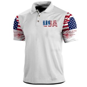 Men's T-Shirt Polo Vintage American Flag USA Independence Day Short Sleeve Summer Daily Tops, T-Shirts, , COTOSEN, Apparel Online, Cheap Clothes, Buy Now