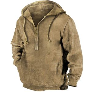 Men's Outdoor Vintage Tactical Pocket Zipper Hoodie, Tactical Sweatshirts & Hoodies,  COTOSEN