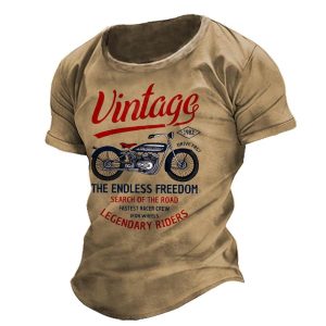 Men's Vintage Motorcycle Print Short Sleeve T-Shirt, T-Shirts, , COTOSEN, Apparel Online, Cheap Clothes, Buy Now
