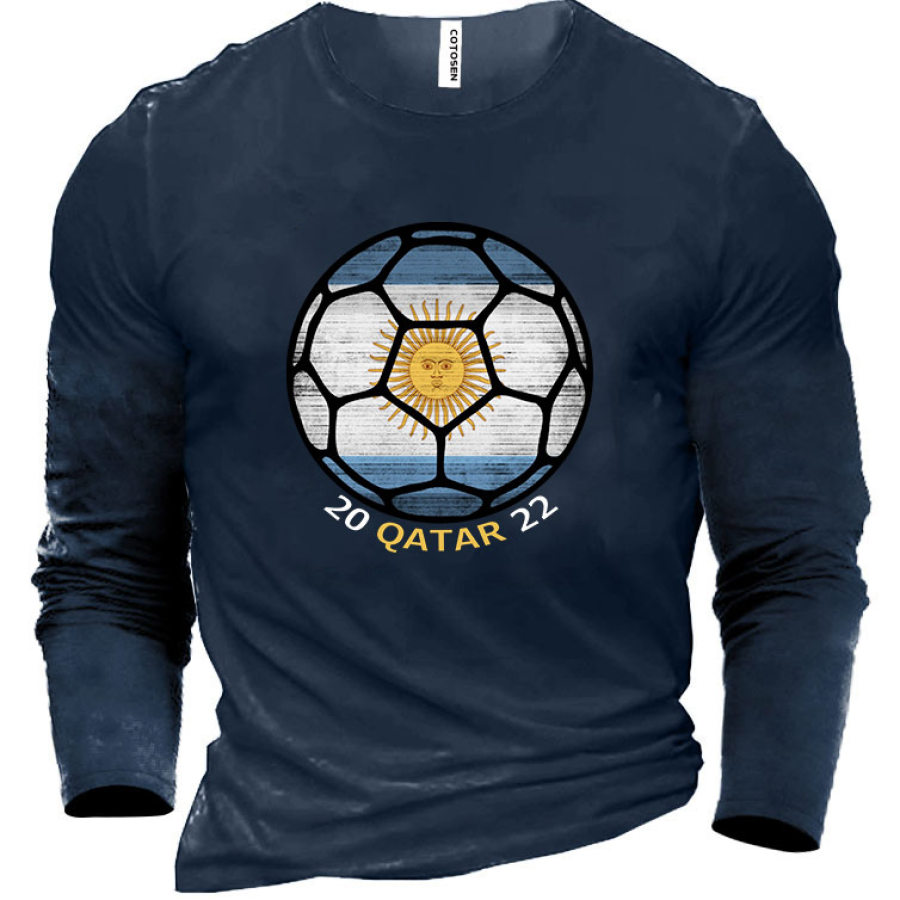 Men's Argentina 2022 World Cup Cotton Long Sleeve T-Shirt, T-Shirts, , COTOSEN, Apparel Online, Cheap Clothes, Buy Now