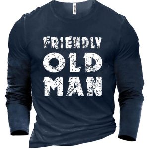 Men's Vintage Old Man Print Cotton Long Sleeve T-Shirt, T-Shirts, , COTOSEN, Apparel Online, Cheap Clothes, Buy Now