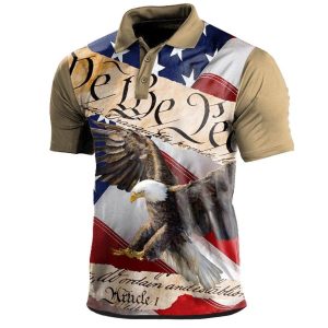 Men's T-Shirt Polo Vintage American Flag Eagle Independence Day Short Sleeve Summer Daily Tops, T-Shirts, , COTOSEN, Apparel Online, Cheap Clothes, Buy Now