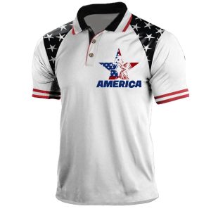 Men's Polo Shirt Vintage 4th Of July America Eagle Star Independence Day Short Sleeve Summer Daily Tops Golf Shirts, T-Shirts, , COTOSEN, Apparel Online, Cheap Clothes, Buy Now