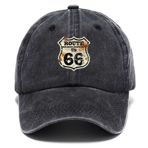 Washed Cotton Sun Hat Vintage Route 66 Outdoor Casual Cap Khaki Navy Black Gray Grass Green, Hats, , COTOSEN, Apparel Online, Cheap Clothes, Buy Now