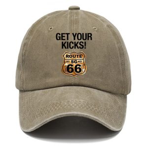 Washed Cotton Sun Hat Vintage Get Your Kicks Route 66 Outdoor Casual Cap Khaki Navy Black Gray Grass Green, Hats, , COTOSEN, Apparel Online, Cheap Clothes, Buy Now