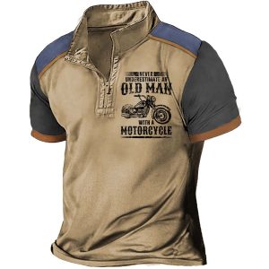 Men's T-Shirt Zip Polo Old Man Motorcycle Colorblock Vintage Outdoor Summer Daily Tops, T-Shirts, , COTOSEN, Apparel Online, Cheap Clothes, Buy Now