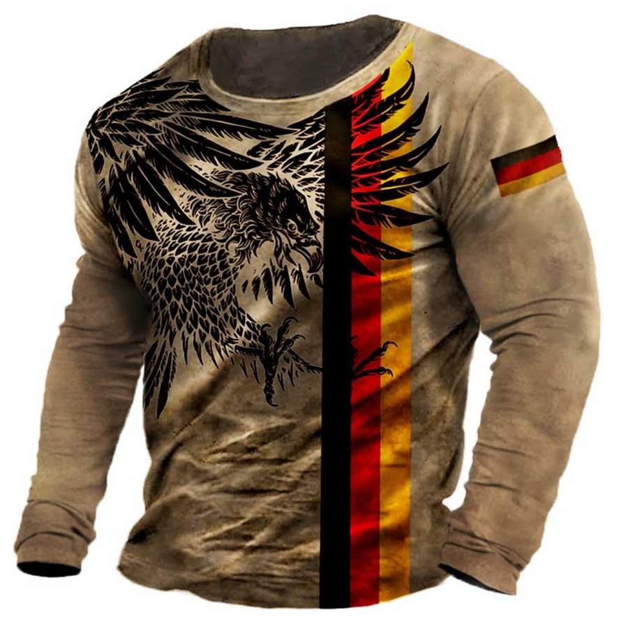 Men's Outdoor Vintage German Flag Eagle Long Sleeve T-Shirt, T-Shirts, , COTOSEN, Apparel Online, Cheap Clothes, Buy Now