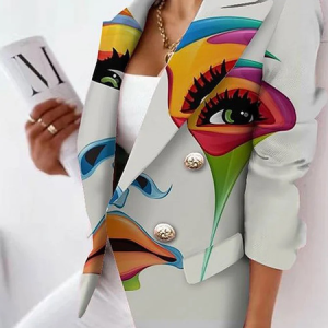 Plus Size Urban Loose Lapel Collar Long sleeve Blazer, Plus Outerwear, color:As Picture|size:4X, Stylewe