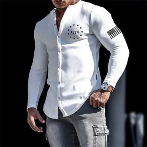American Flag 1776 Button Down Cardigan Men's Shirt, T-Shirts, , COTOSEN, Apparel Online, Cheap Clothes, Buy Now