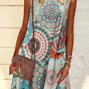 Casual Floral Crew Neck Loose Short Sleeve Knit Dress, Short, color:As Picture|size:3XL, catalog Noracora shop