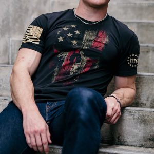 Men's T-Shirt Vintage American Flag 1776 Independence Day Skull Round Neck Short Sleeve Casual Cotton T-Shirt, T-Shirts, , COTOSEN, Apparel Online, Cheap Clothes, Buy Now