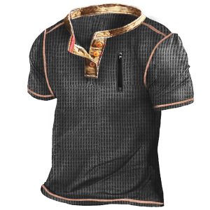 Waffle Men's Outdoor Zipper Pocket Tactical Henley Short Sleeve T-Shirt, T-Shirts, , COTOSEN, Apparel Online, Cheap Clothes, Buy Now