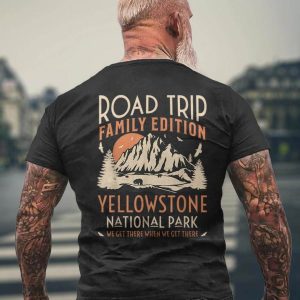 Men Cotton T Shirt Yellowstone Us National Park Family Road Trip Vacation Outdoors Crewneck Short Sleeve Tee, T-Shirts, , COTOSEN, Apparel Online, Cheap Clothes, Buy Now