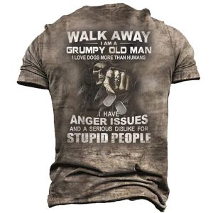 Walk Away I Am Grumpy Old Man Men's Vintage Cotton T-Shirt, T-Shirts, , COTOSEN, Apparel Online, Cheap Clothes, Buy Now