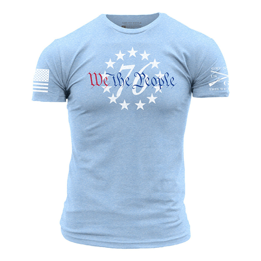 Men's Outdoor 1776 We The People Independence Day Print Casual Crew Neck Cotton T-Shirt, T-Shirts, , COTOSEN, Apparel Online, Cheap Clothes, Buy Now