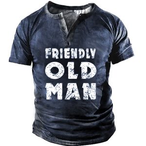 Men's Vintage Old Man Henley Short Sleeve T-Shirt, T-Shirts, , COTOSEN, Apparel Online, Cheap Clothes, Buy Now