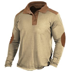 Men's Polo Shirt Retro Contrast Color Tactical Long Sleeve Polo Shirt, T-Shirts, , COTOSEN, Apparel Online, Cheap Clothes, Buy Now