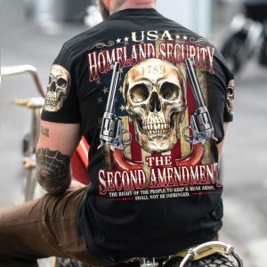 Men's USA Homeland Security The Second Amendment Skull Tees Men Cotton Tee, T-Shirts, , COTOSEN, Apparel Online, Cheap Clothes, Buy Now