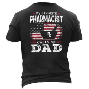 Men's Outdoor Casual Cotton Short Sleeve T-ShirtMy Favorite Pharmacist Calls Me Dad Print Tee, T-Shirts, , COTOSEN, Apparel Online, Cheap Clothes, Buy Now