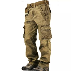Men's Outdoor Vintage Washed Cotton Washed Multi-pocket Tactical Pants, Tactical Pants,  COTOSEN