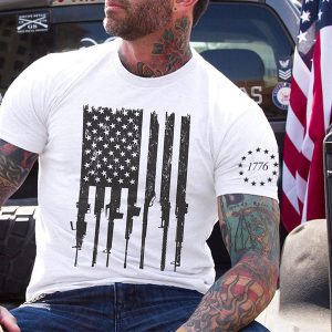 Men's Cotton T-Shirt Vintage American Flag 1776 Independence Day Round Neck Short Sleeve Casual T-Shirt, T-Shirts, , COTOSEN, Apparel Online, Cheap Clothes, Buy Now