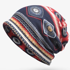 Ethnic Floral Double Use Outdoor Knitted Hat, Hats, , COTOSEN, Apparel Online, Cheap Clothes, Buy Now