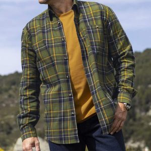 Men's Outdoor Shirt Olive Green Dark Blue Yellow Color Contrast Checked Pocket Long Sleeve Casual Loose Shirt, T-Shirts, , COTOSEN, Apparel Online, Cheap Clothes, Buy Now