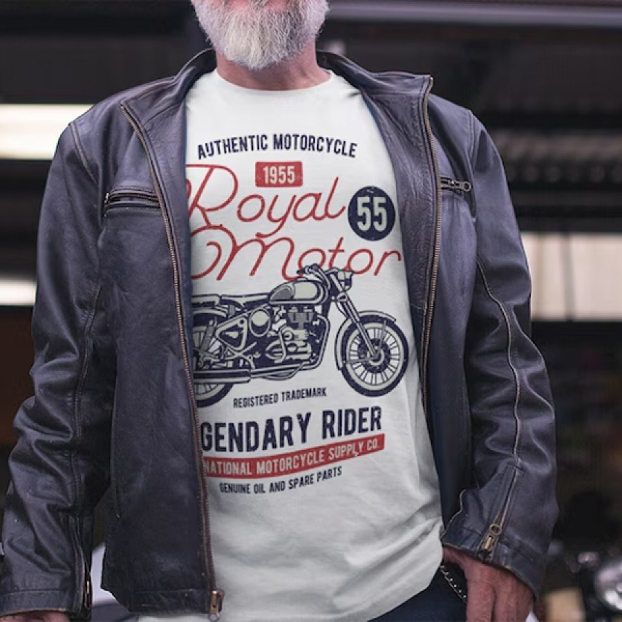 Men Cotton Vintage British Motorbike Royal Enfield Motorcycle Cafe Racer Classic Bike Crew Neck Tee, T-Shirts, , COTOSEN, Apparel Online, Cheap Clothes, Buy Now