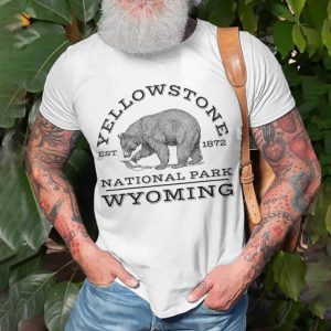 Men Cotton T Shirt Yellowstone National Park Bear Wyoming Hike Outdoors Crewneck Short Sleeve Tee, T-Shirts, , COTOSEN, Apparel Online, Cheap Clothes, Buy Now