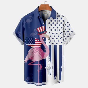 Men's Shirt Vintage American Flag Flamingo Plus Size Short Sleeve Hawaii Beach Summer Daily Tops, T-Shirts, , COTOSEN, Apparel Online, Cheap Clothes, Buy Now