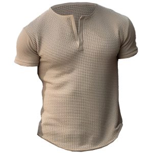 Men's Tee Waffle Shirt Tee Top Plain V Neck Basic T-shirt, T-Shirts, , COTOSEN, Apparel Online, Cheap Clothes, Buy Now