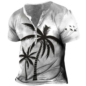 Men's Vintage Coconut Tree Print Summer T-Shirt, T-Shirts, , COTOSEN, Apparel Online, Cheap Clothes, Buy Now