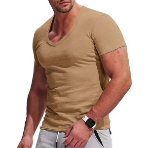Men's V-neck Solid Color Slim Fit Thin Casual T-shirt Short-sleeved Top, T-Shirts, , COTOSEN, Apparel Online, Cheap Clothes, Buy Now