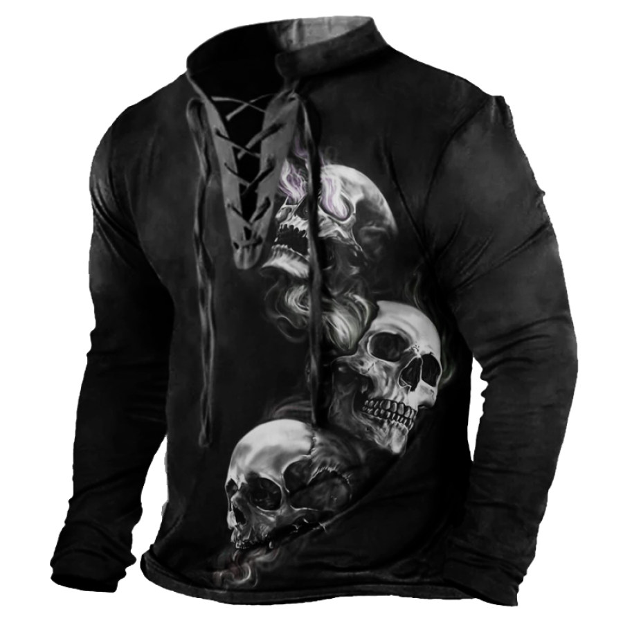 Men's Vintage Outdoor Tactical Lace-Up Long Sleeve T-Shirt, T-Shirts, , COTOSEN, Apparel Online, Cheap Clothes, Buy Now