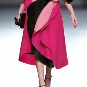 Color Block Loose Elegant Skirt, Skirts, color:Pink|size:XXL, Stylewe
