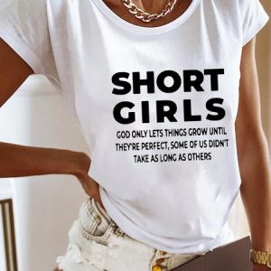 Casual Text Letters Loose Crew Neck T-Shirt, T-Shirts, color:White|size:XXL, JustFashionNow