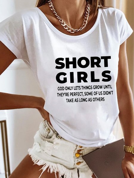 Casual Text Letters Loose Crew Neck T-Shirt, T-Shirts, color:White|size:XXL, JustFashionNow